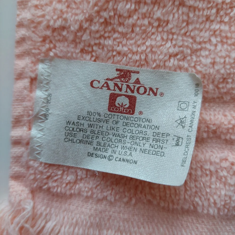 Vintage CANNON Fingertip Hand Towels Fringe Blush Pink Cottagecore 5 Pc Cotton